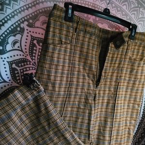 URBAN OUTFITTERS Plaid Pocket Yellow Wide-Leg Pant